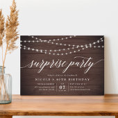 Rustic String Lights Surprise Party Uitnodiging