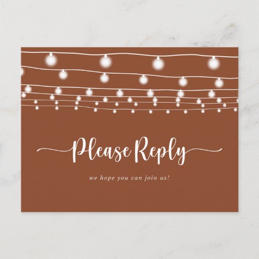 Rustic String Lights Terracotta Menu Choix RSVP (Devant)