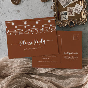 Rustic String Lights Terracotta Menu Choix RSVP