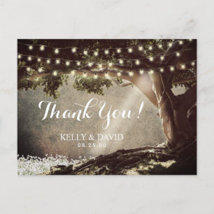 Rustic String Lights Tree Bedankt Briefkaart