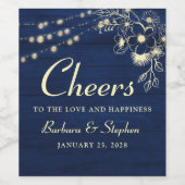 Rustic String Lights Trouwwijn Label Wijn Etiket (Enkel label)