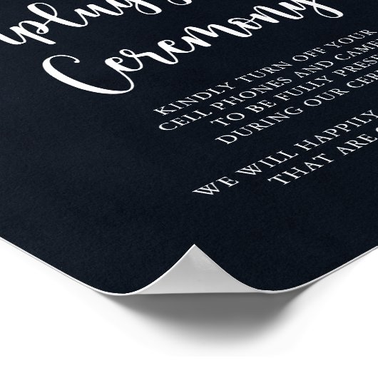 Rustic String Lights Unplugged Ceremony Sign Poster (Hoek)