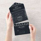Rustic String Lights Wedding All In One Uitnodiging (Afscheurbaar)
