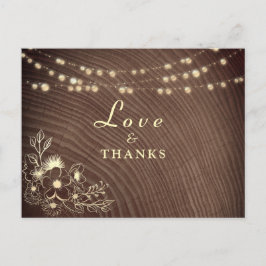Rustic String Lights Wedding Bedankt Card Briefkaart