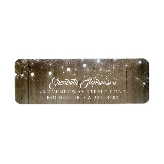 Rustic String Lights Wedding Etiket (Voorkant)