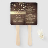 Rustic String Lights Wedding Fan Program Handwaaier (Voorkant en achterkant)