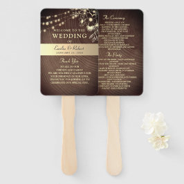 Rustic String Lights Wedding Fan Program Handwaaier