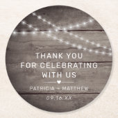 Rustic String Lights Wedding Favor Ronde Kartonnen Onderzetter (Voorkant)