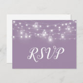 Rustic String Lights Wedding RSVP Briefkaart (Voorkant / Achterkant)