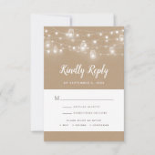 Rustic String Lights Wedding RSVP Kaartje (Voorkant)