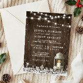 Rustic String Lights White Lantern Winter Wedding Kaart