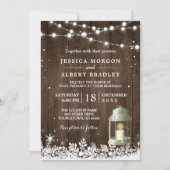 Rustic String Lights White Lantern Winter Wedding Kaart (Voorkant)