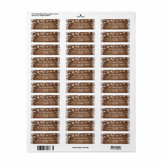 Rustic String Lights Winter Snowflakes Holiday Etiket (Full Sheet)