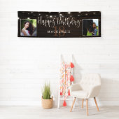 Rustic String Lights Wood 18th Birthday Foto Spandoek (Insitu)