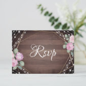 Rustic String Lights Wood & Floral RSVP Wedding  (Debout devant)