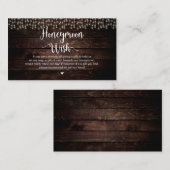 Rustic String Lights, Wood, Honeymoon Wish Informatiekaartje (Voorkant / Achterkant)