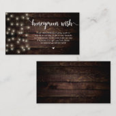 Rustic String Lights, Wood, Honeymoon Wish Informatiekaartje (Voorkant / Achterkant)