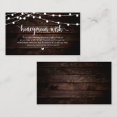 Rustic String Lights, Wood, Honeymoon Wish Informatiekaartje (Voorkant / Achterkant)