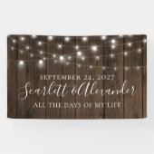 Rustic String Lights Wood Wedding Spandoek (Horizontaal)