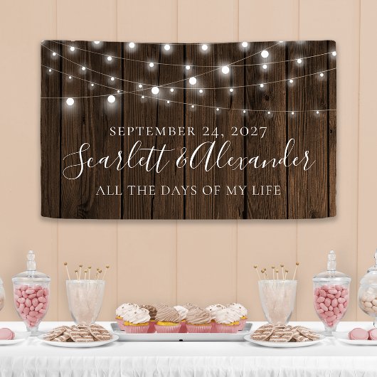 Rustic String Lights Wood Wedding Spandoek