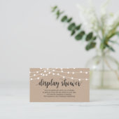 Rustic String Lights, zwart script, Display Shower Informatiekaartje (Staand voorkant)