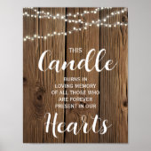 Rustic String of light Memory candle sign bruiloft Poster (Voorkant)