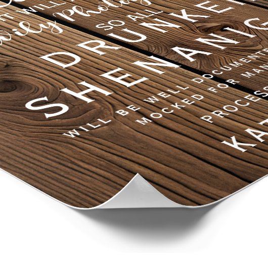 Rustic String of light Open Bar trouwbord Poster (Hoek)