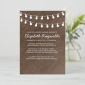 Rustic String of Lights Bridal Shower Invitations Kaart (Staand voorkant)