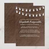 Rustic String of Lights Bridal Shower Invitations Kaart (Voorkant / Achterkant)