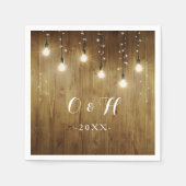 Rustic String Of Lights Country Wedding Servetten (Voorkant)