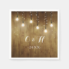 Rustic String Of Lights Country Wedding Servetten