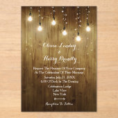 Rustic String Of Lights Huwelijk Acryl Uitnodiging Uitnodigingen (Voorkant)