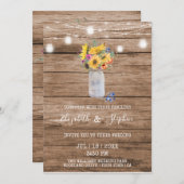 Rustic String of Lights & Mason Jar Wedding Kaart (Voorkant / Achterkant)