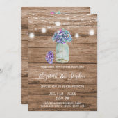 Rustic String of Lights & Mason Jar Wedding Kaart (Voorkant / Achterkant)