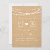 Rustic String of Lights Wedding Invitation Kaart (Voorkant)
