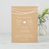 Rustic String of Lights Wedding Invitation Kaart (Staand voorkant)