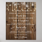 Rustic string van het licht Dank je trouwbord Poster (Voorkant)