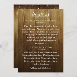 Rustic string van lights Wedding Directions Kaart
