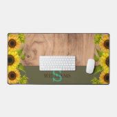 Rustic Style Desk Mat with Sunflowers, Wood Effect (Clavier et souris)