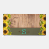 Rustic Style Desk Mat with Sunflowers, Wood Effect (Recto)