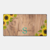 Rustic Style Desk Mat with Sunflowers, Wood Effect (Recto)