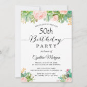 Rustic Succulent Cactus Floral 50e verjaardag Kaart (Voorkant)