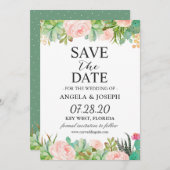Rustic Succulent Cactus Floral Wedding Save The Date (Voorkant / Achterkant)