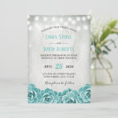 Rustic Succulent Floral String Lights Wedding Kaart (Staand voorkant)