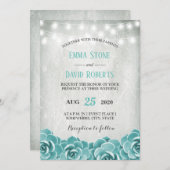 Rustic Succulent Floral String Lights Wedding Kaart (Voorkant / Achterkant)