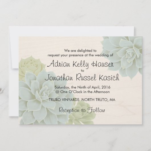 Rustic Succulent Wedding Uitnodiging (Voorkant)