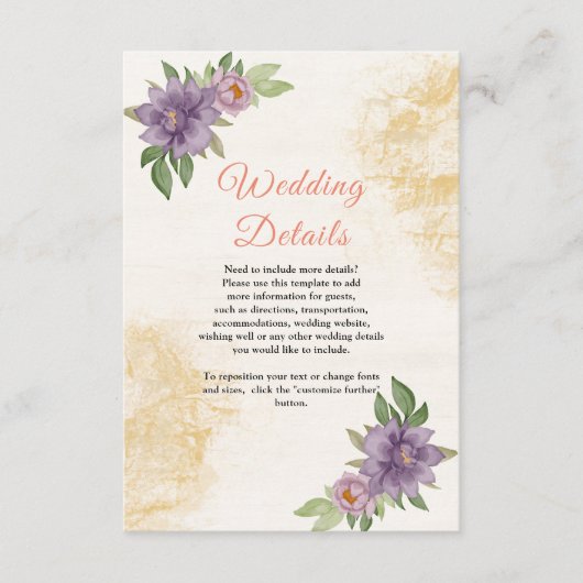 Rustic Summer aesthetic Wildflower Wedding Informatiekaartje (Voorkant)
