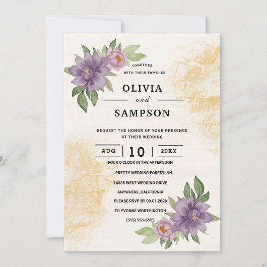 Rustic Summer aesthetic Wildflower Wedding Kaart (Voorkant)