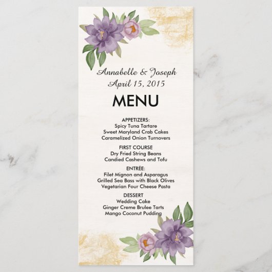 Rustic Summer aesthetic Wildflower Wedding Menu (Voorkant)