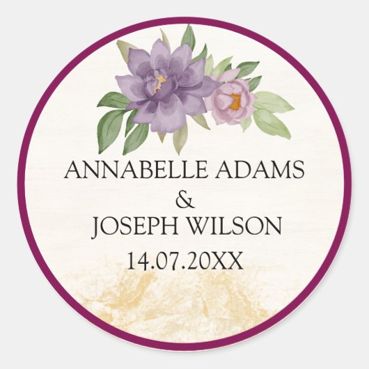 Rustic Summer aesthetic Wildflower Wedding Ronde Sticker (Voorkant)